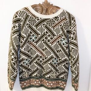 VNTAGE 90s T.Q. Geometric Crewneck Pullover Sweater Size Medium